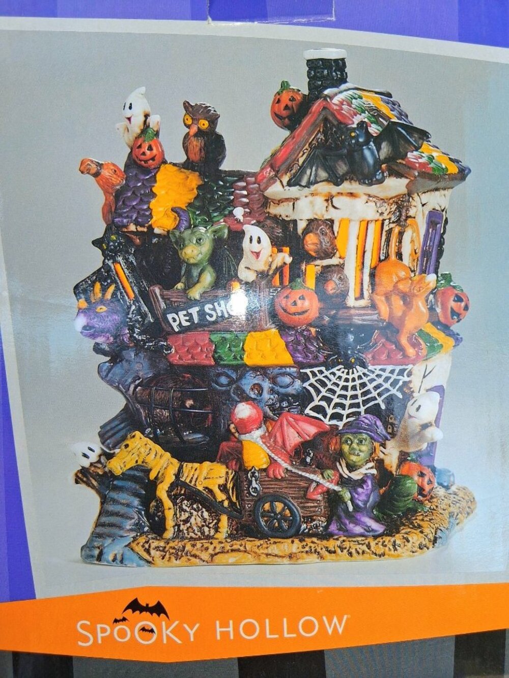Spooky Hollow Halloween Ceramic Pet Shop Figurine With Light-Up Feature Includes